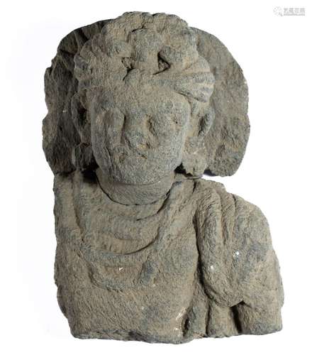 A GANDHARA GREY SCHIST BUST OF MAITREYA, NORTH-WESTERN PAKIS...