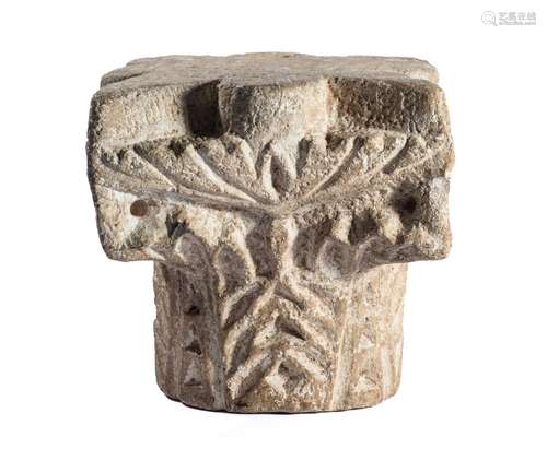 AN UMAYYAD LIMESTONE CAPITAL, SYRIA OR JORDAN, CIRCA 8TH CEN...