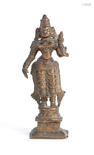 A BRONZE FIGURE OF SRIDEVI, TAMIL NADU, SOUTH INDIA, 16TH/17...