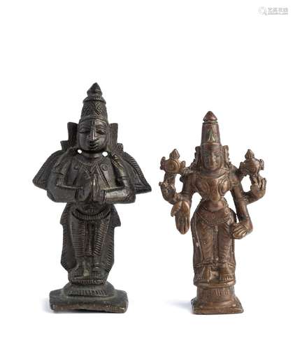 TWO SMALL BRONZE IMAGES, SOUTH INDIA, 19TH CENTURY