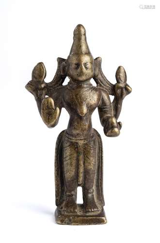 A BRONZE FIGURE OF A HINDU GOD, PROBABLY SKANDA, DECCAN, SOU...