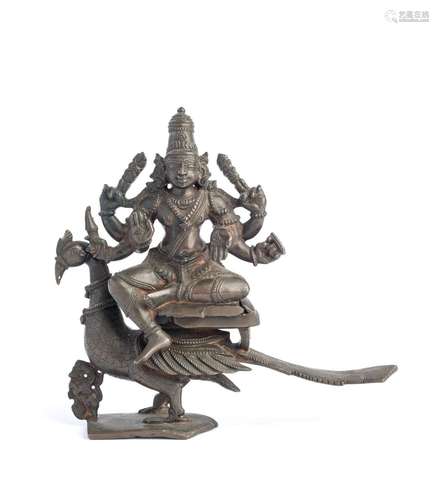 A BRONZE FIGURE OF SKANDA, TAMIL NADU, SOUTH INDIA, 19TH CEN...