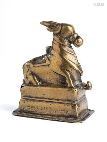 A BRONZE FIGURE OF NANDI, WESTERN DECCAN, 16TH/17TH CENTURY