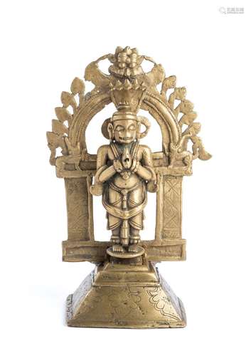 A BRASS HANUMAN SHRINE, WESTERN DECCAN, INDIA, CIRCA 18TH CE...