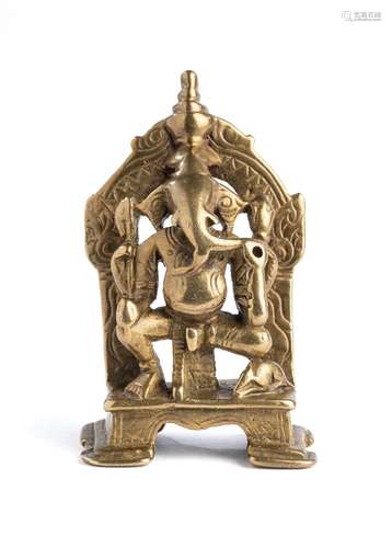 A SMALL BRONZE FIGURE OF GANESHA, WESTERN DECCAN, INDIA, CIR...