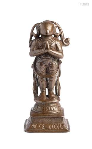 A BRONZE FIGURE OF HANUMAN, SOUTH INDIA, CIRCA 18TH CENTURY