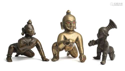 THREE BRONZE FIGURES OF BALAKRISHNA, BENGAL, ORISSA AND TAMI...