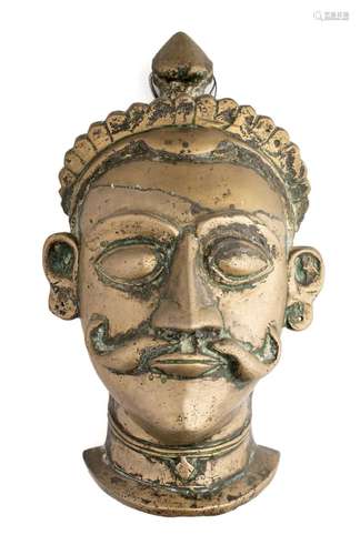 A BRASS SIVA MASK, WESTERN DECCAN, INDIA, 18TH/19TH CENTURY