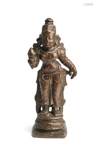 A BRONZE FIGURE OF BHU-DEVI, TAMIL NADU, SOUTH INDIA, CIRCA ...