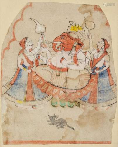 TWO PAINTINGS OF GANESHA, RAJASTHAN, CIRCA 18TH CENTURY