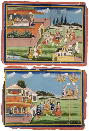 TWO SCENES FROM HINDU EPICS, RAJASTHAN, PROBABLY JAIPUR, LAT...