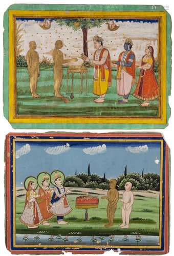 TWO SCENES FROM HINDU EPICS, RAJASTHAN, PROBABLY JAIPUR, LAT...