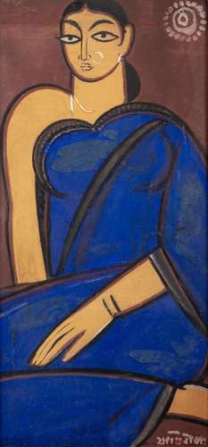 JAMINI ROY (INDIAN, 1887-1972): UNTITLED (A MAIDEN)