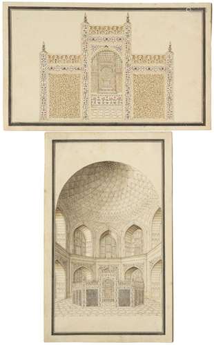 THE TOMB OF AKBAR, SIKANDRA, COMPANY SCHOOL, EARLY 19TH CENT...