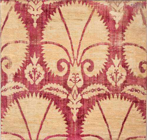 AN OTTOMAN SILK VELVET (CATMA) PANEL, BURSA, ANATOLIA, CIRCA...