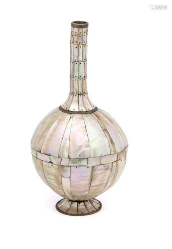 A MOTHER OF PEARL BOTTLE (SURAHI), NORTHERN INDIA, CIRCA 190...