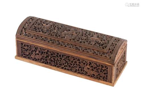 A SANDALWOOD PEN BOX, MYSORE, SOUTHERN INDIA, LATE 19TH CENT...