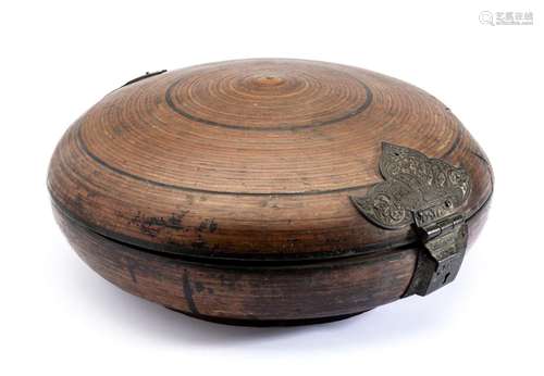 A TURNED WOOD DOWRY BOX, KERALA, SOUTH INDIA, LATE 19TH CENT...