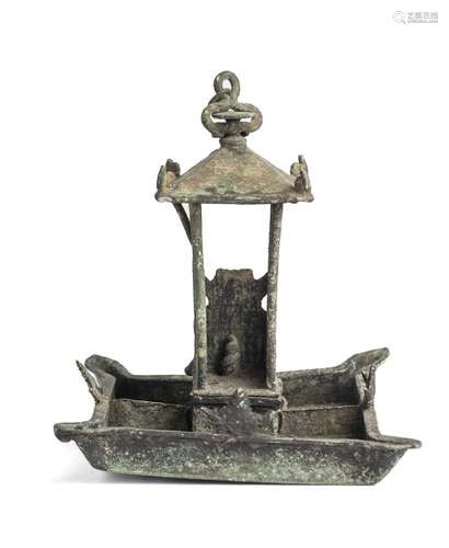 A BRONZE HANGING LAMP, JAVA, INDONESIA, CIRCA 14TH CENTURY