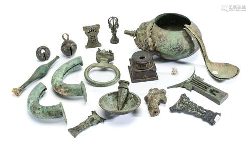 A COLLECTION OF ANCIENT JAVANESE BRONZE FRAGMENTS, INDONESIA...