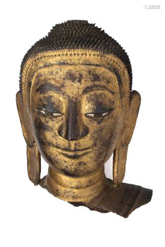 A FRAGMENTARY HEAD OF BUDDHA, BURMA, 19TH CENTURY