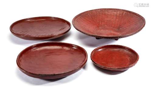 FOUR LACQUER TRAYS, BURMA, EARLY 20TH CENTURY