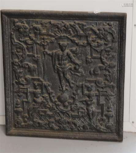 Plaque de cheminée en fonte, 18e siècle. Décoration en