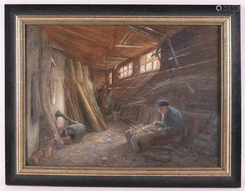 Henkes, Gerke (1844-1927) "Intérieur d'un fermier d...