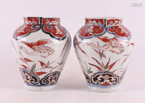 Paire de vases Ima octogonaux en porcelaine, Japon, Edo