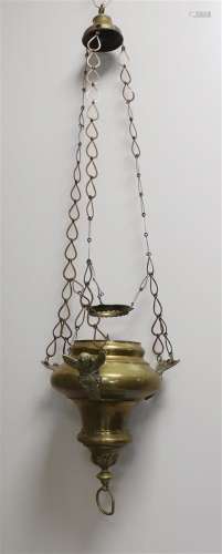 Lampe de sanctuaire en laiton avec des anges, 18e siècl