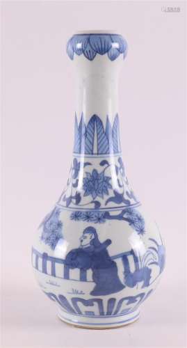 Vase gourde en porcelaine bleu/blanc, style transition,