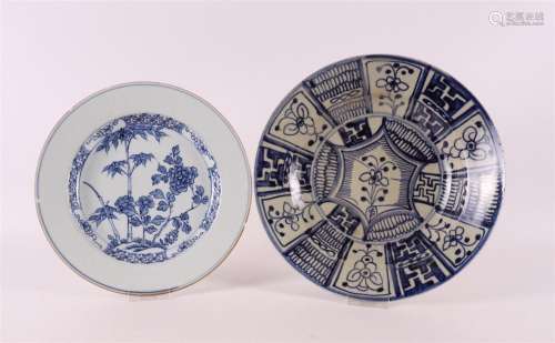 Assiette chinoise en porcelaine bleue et blanche, Qianl