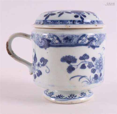 Jarre à moutarde en porcelaine bleue et blanche avec an