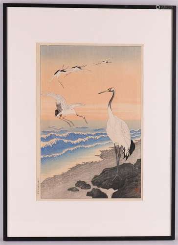 Ukio-e, Japon. Ohara Shoson Koson (1877-1945) "Grues au