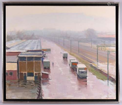 Huysman, Gerard (1953-) "Factory site in the rain"...