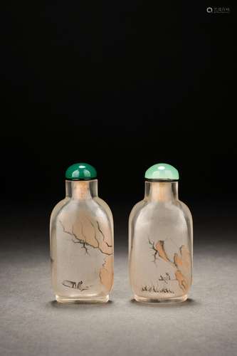 A pair of Chinese glass snuff bottles, 19th