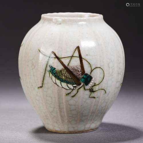 A Famille Rose Cricket Jar