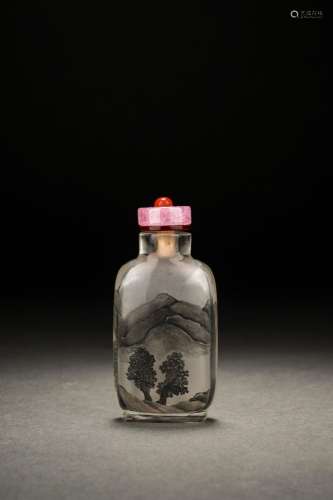 Zhou Leyuan, Chinese painted glass snuff bottle