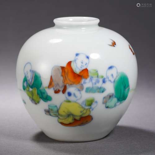 A Doucai Glaze Kids at Play Jar