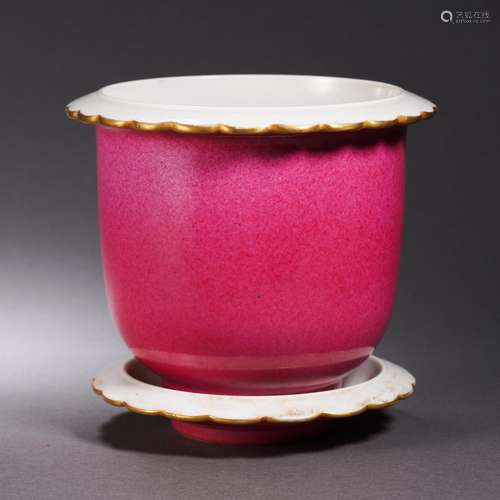 A Pink Enamel Jardiniere