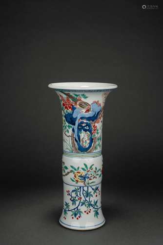 Chinese blue and white multicolored glazed porcelain vase, 1...