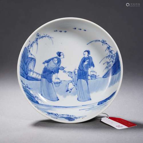 A Blue and White Figural Story Plate