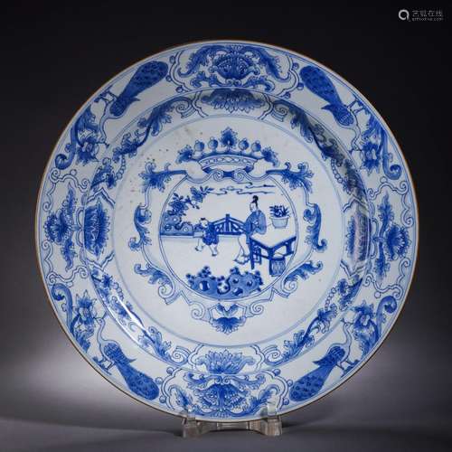 A Blue and White Figural Story Plate