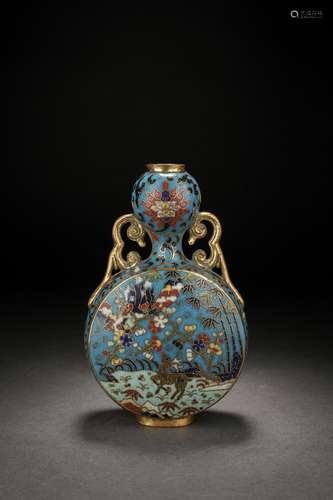 Chinese copper gilded cloisonne vase, Ming