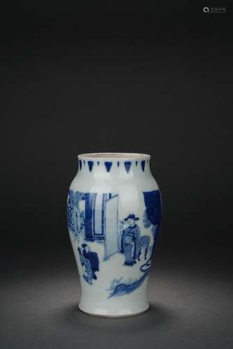 Chinese blue and white glazed porcelain jars, Qing