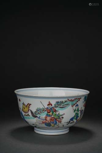 Chinese colorful character porcelain bowl, 17th