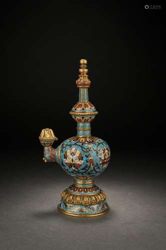 Chinese copper gilded cloisonne vase, Qianlong