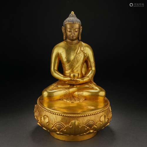 Mongolian bronze gilded Buddha statue,18th