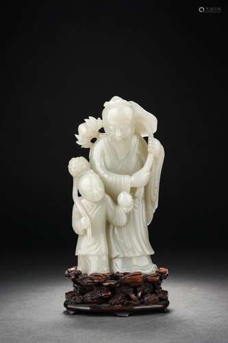 Chinese Hetian Jade Carving Figure Ornaments