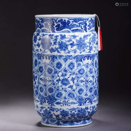 A Blue and White Lantern Vase